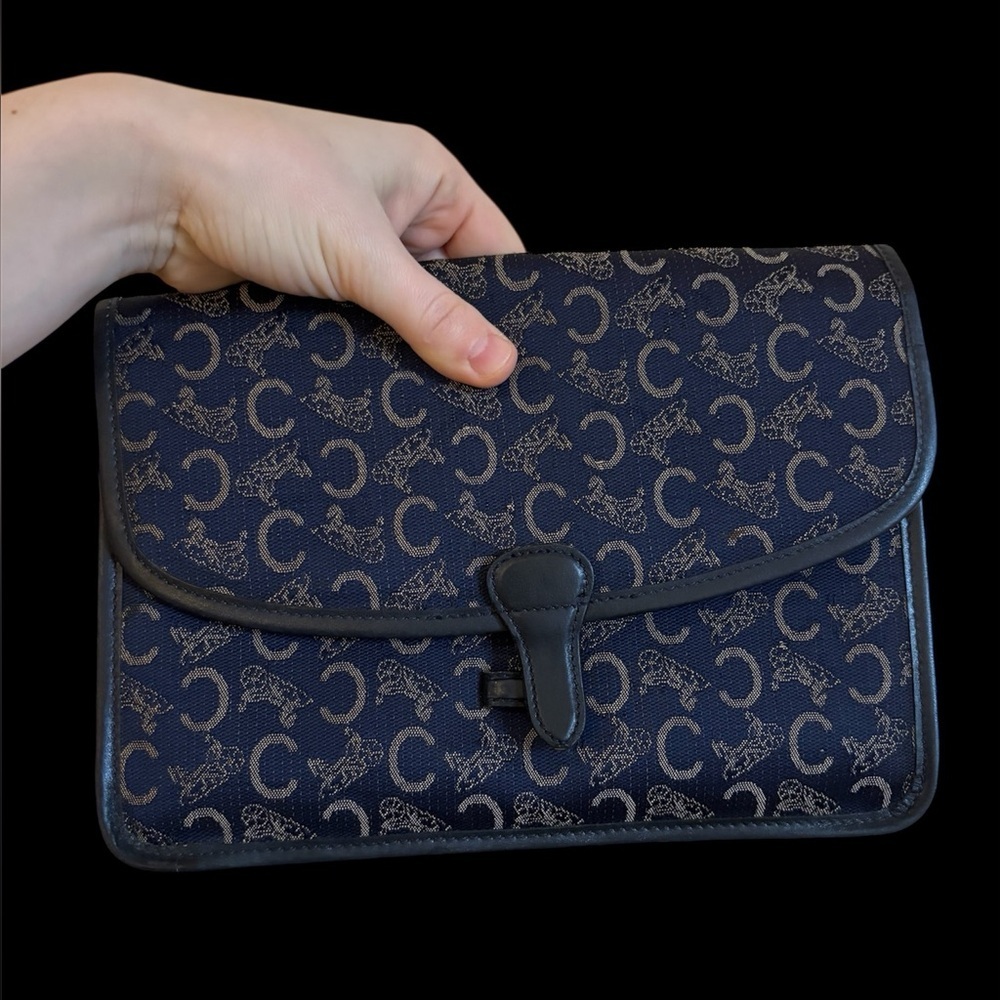 Vintage CELINE Macadam Canvas Clutch 7"x10"‎